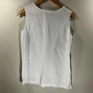 Linden Hill Classic White Tank Top 100% Linen Size Small
